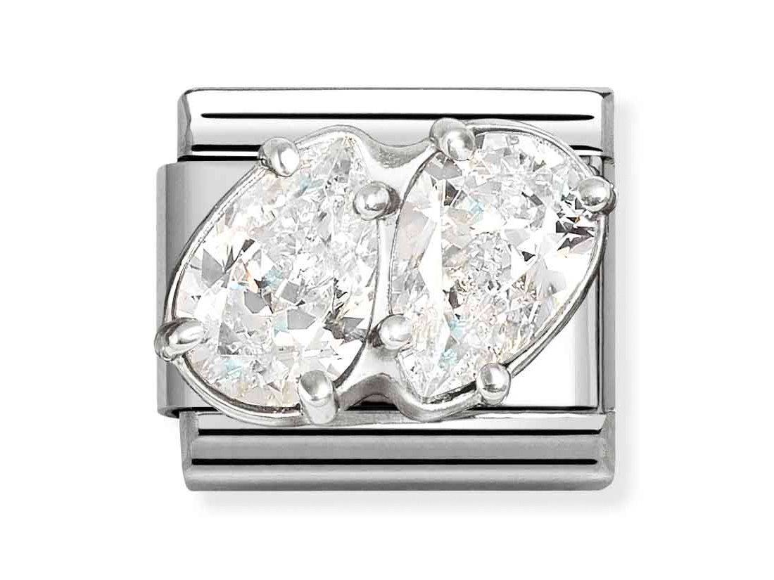 Zwei glitzernde Tropfen aus Zirkonia in einem klassischen Design, gefasst in poliertem Sterling Silber, ideal für eine stilvolle Ergänzung zu jedem Schmuckstück von Pandora.