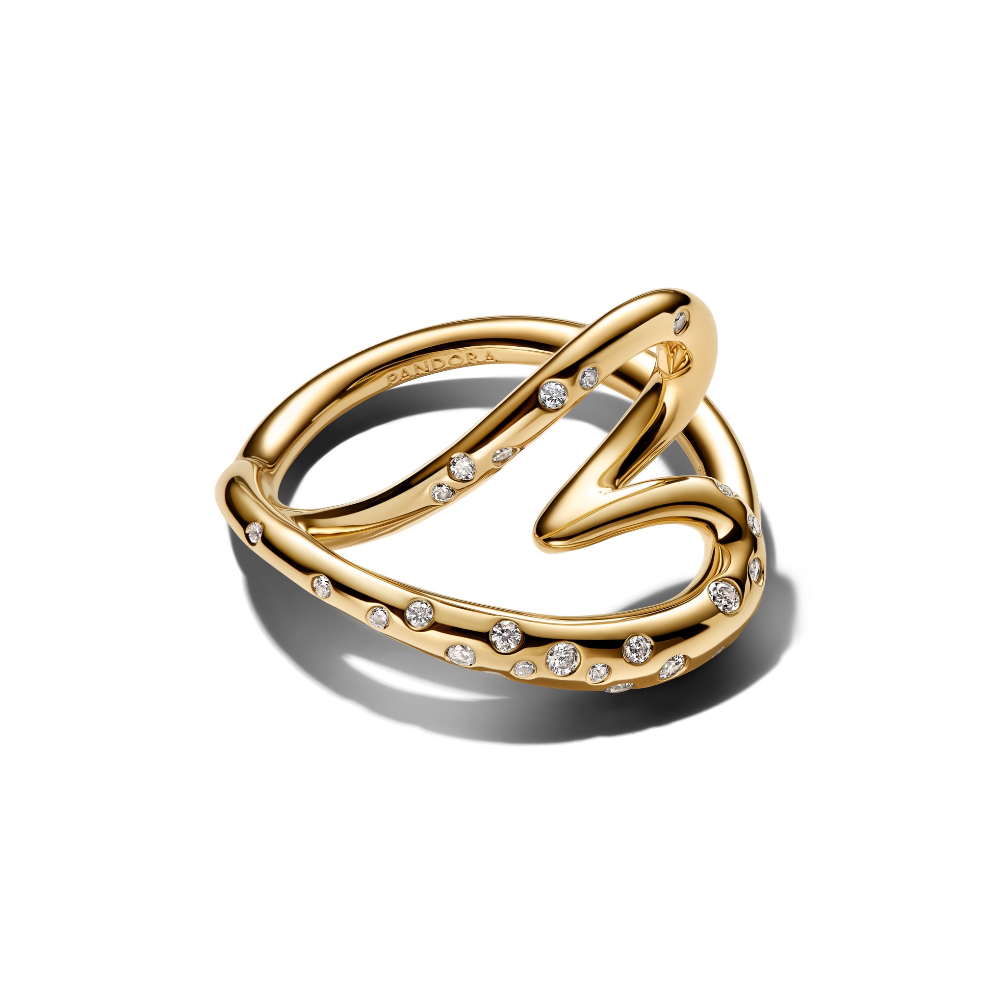 Pandora Organisch geformter Herzring mit Steinen Zirkonia - Gelbgold Vergoldung – Ansicht 2