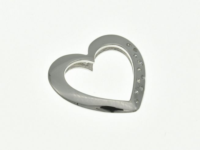 Herzen Anhänger aus Sterling Silber rhodiniert mit Zirkonia, Hersteller Juwelier Harnisch, Perlen und Steine, elegant und glänzend, ideal als Schmuckstück oder Geschenk.