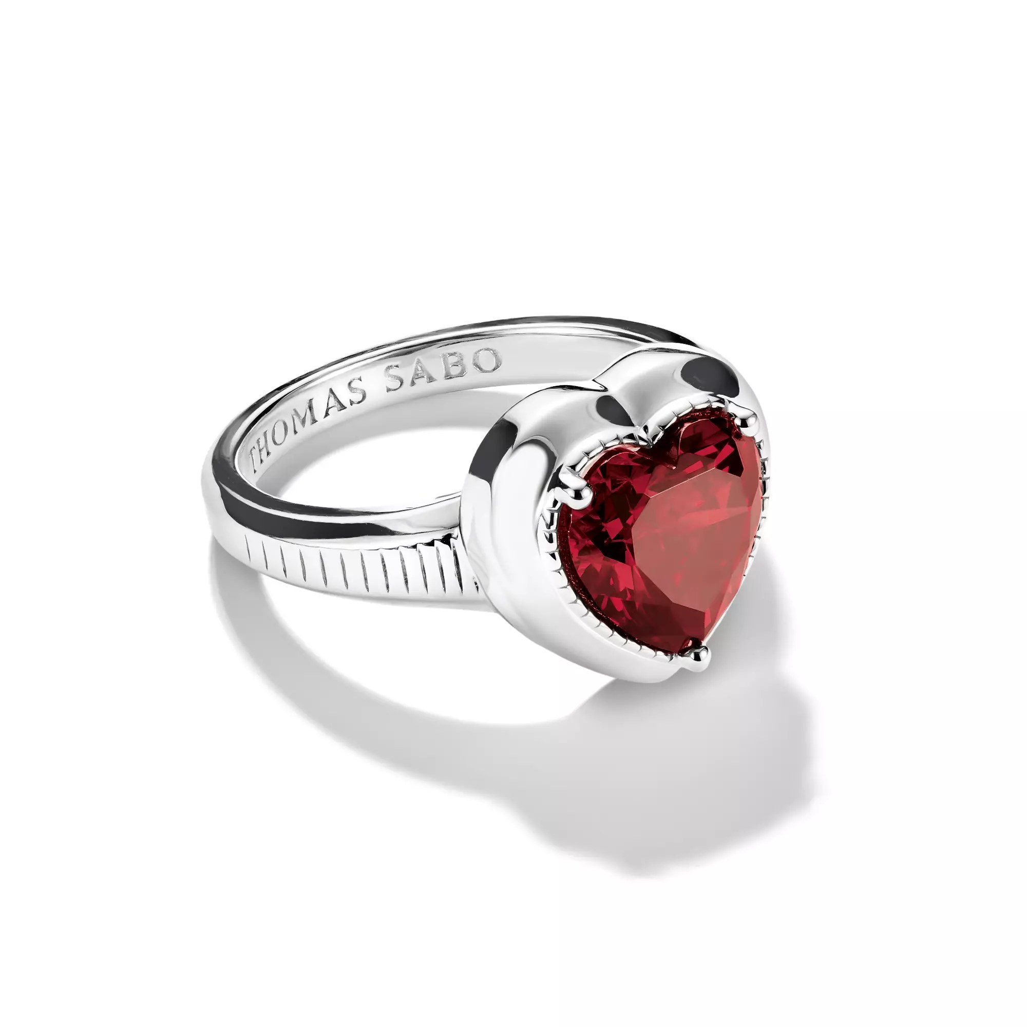 Thomas Sabo ELYNDRA HERZ Ring - Sterling Silber & Zirkonia - Rot – Ansicht 2