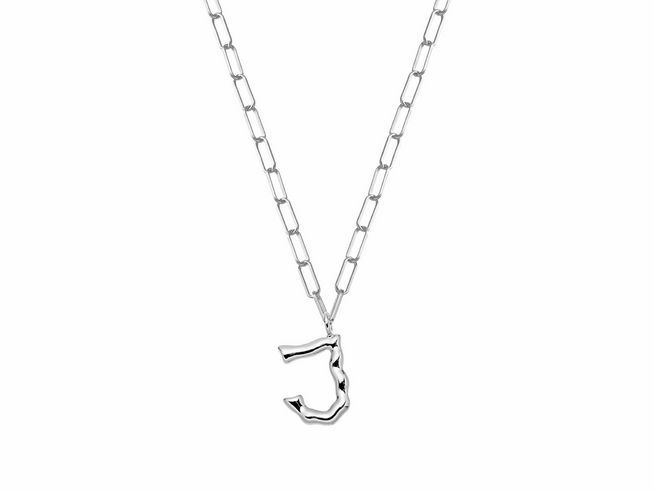 Xenox Sterling Silber Kette XS4150W/J mit einer Länge von 45 cm, versehen mit einem stilvollen, geschwungenen Buchstaben J als Anhänger, gefertigt aus hochwertigem Silber.