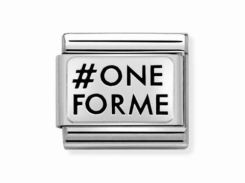 333010928-0 Oxidierte Plakette von Nomination in Edelstahl, silberfarben mit dem Schriftzug One for Me. Ideal für personalisierte Schmuckstücke und Composable Armbänder.