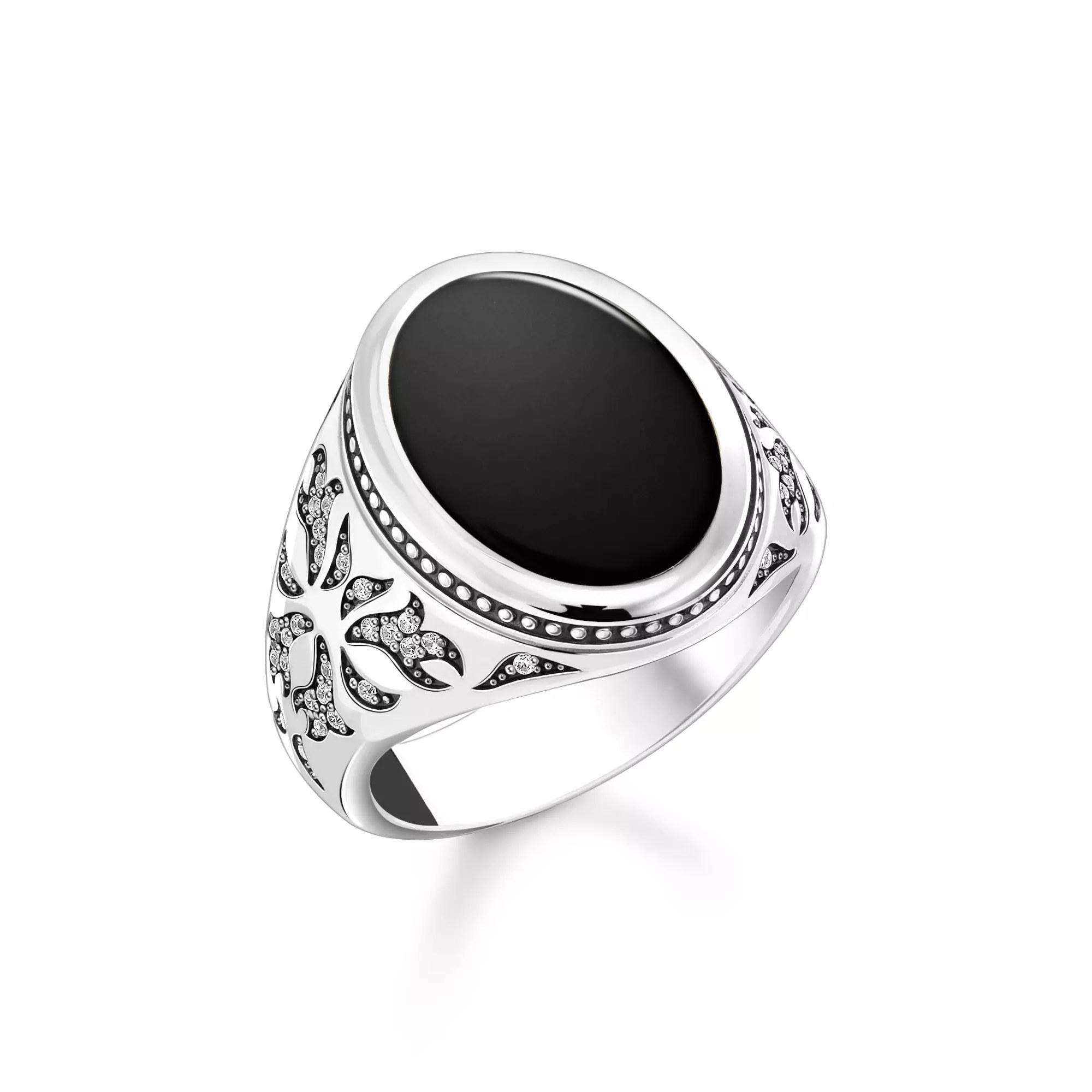 Thomas Sabo Ring - Rebel Wolf Ring mit Onyx - Silber gesch. & Onyx & Zirkonia - Schwarz