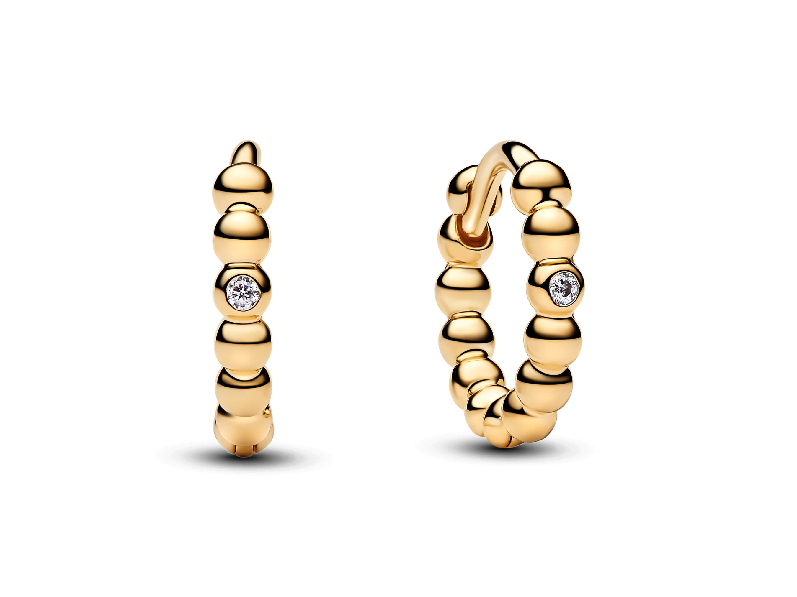 Pandora 264823C01 - Huggie Ohrring Creole - Sterling Silber & Gelbgold Vergoldung - Zirkonia