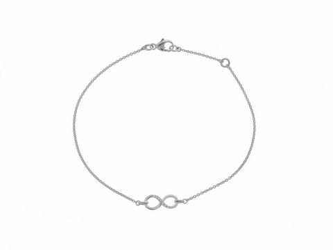 Armband in Silber rhodiniert mit einem bezaubernden Unendlich-Zeichen und Stein, 19,5 cm lang, hergestellt von Juwelier Harnisch.