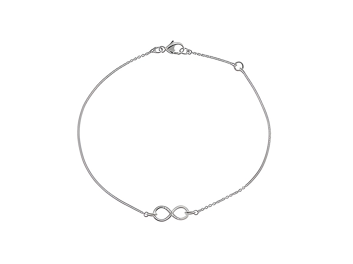 Armband in Silber rhodiniert mit einem bezaubernden Unendlich-Zeichen und Stein, 19,5 cm lang, hergestellt von Juwelier Harnisch.
