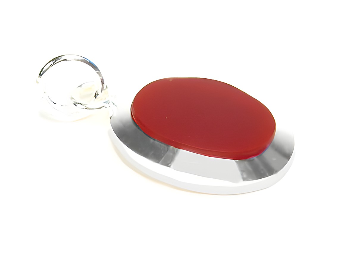 Silber Anhänger mit echtem Karneol in ovaler Form, elegant gestaltet, Hersteller Juwelier Harnisch, Karneol in warmem Rotton. Ideal für stilvolle Akzente.