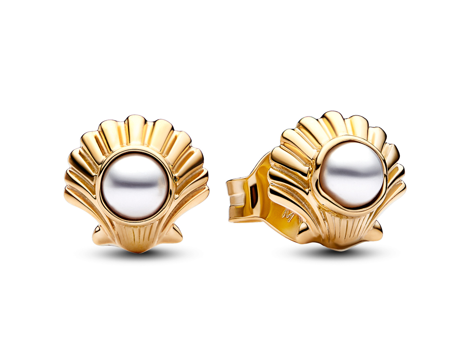 Pandora 262686C01 - Disney Arielle, die Meerjungfrau - Gelbgold Vergoldung + Zuchtperle - Muschel Ohrringe