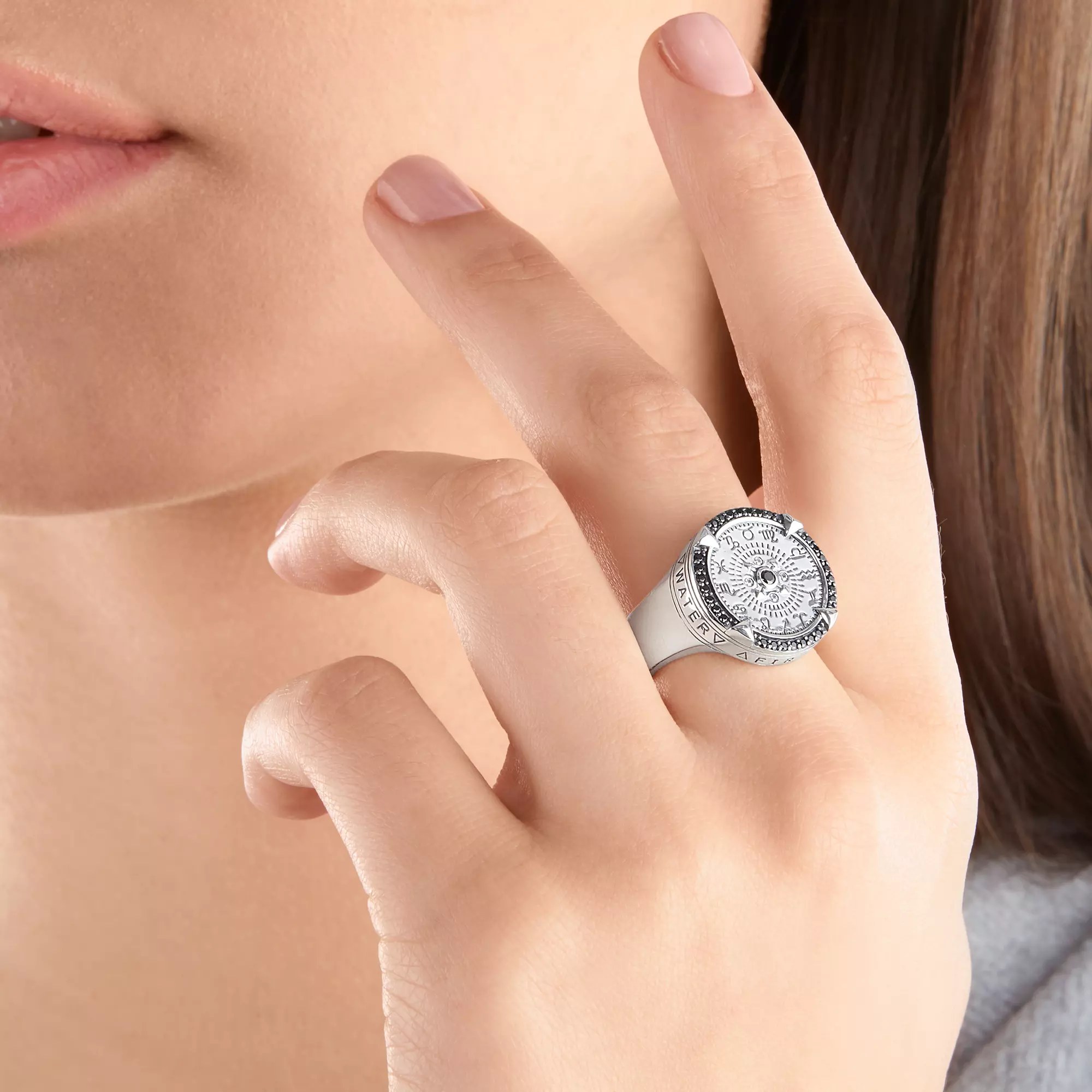 Thomas Sabo Ring Sterling Silber - geschw. + Zirkonia schwarz + weiß – Ansicht 2