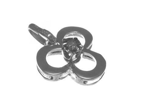 Gold Anhänger aus Gold 585 mit einem Diamanten von 0,01 ct, gefertigt aus Weißgold, im Blumenmotiv, Hersteller Juwelier Harnisch, Diamanten & Brillianten.