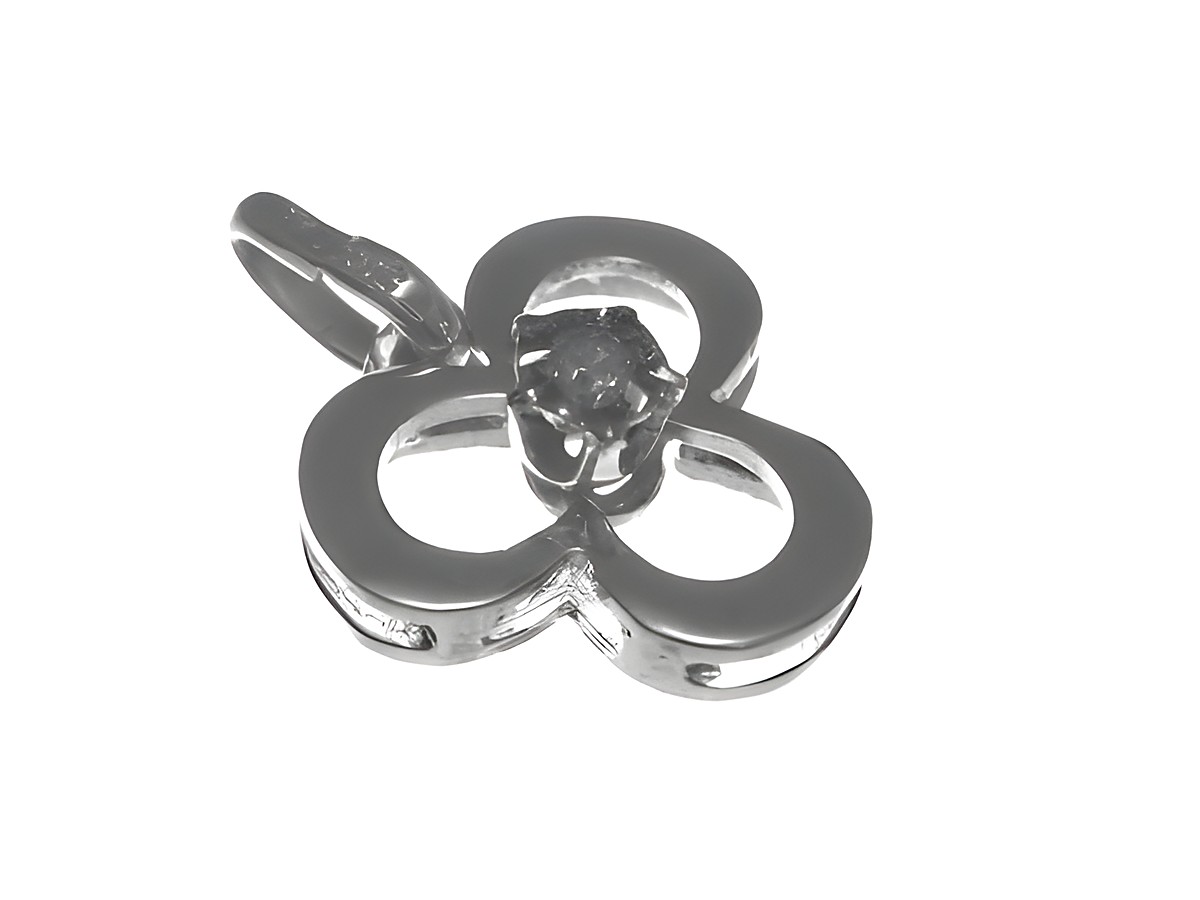 Gold Anhänger aus Gold 585 mit einem Diamanten von 0,01 ct, gefertigt aus Weißgold, im Blumenmotiv, Hersteller Juwelier Harnisch, Diamanten & Brillianten.