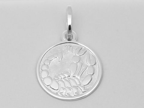 Sterling Silber Anhänger mit poliertem Skorpion-Motiv, Durchmesser 14 mm, gefertigt vom Juwelier Harnisch, geeignet für Sternzeichenliebhaber.