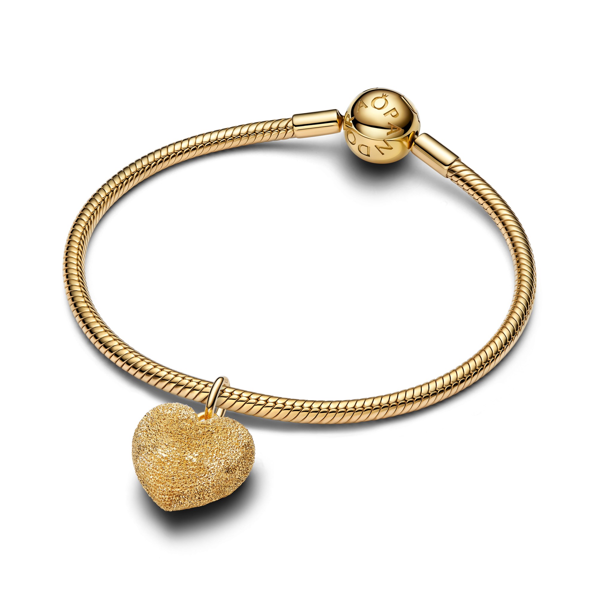 Pandora Moments - Hänge-Charm Herz gewölbt - Gelbgold Vergoldung – Ansicht 3