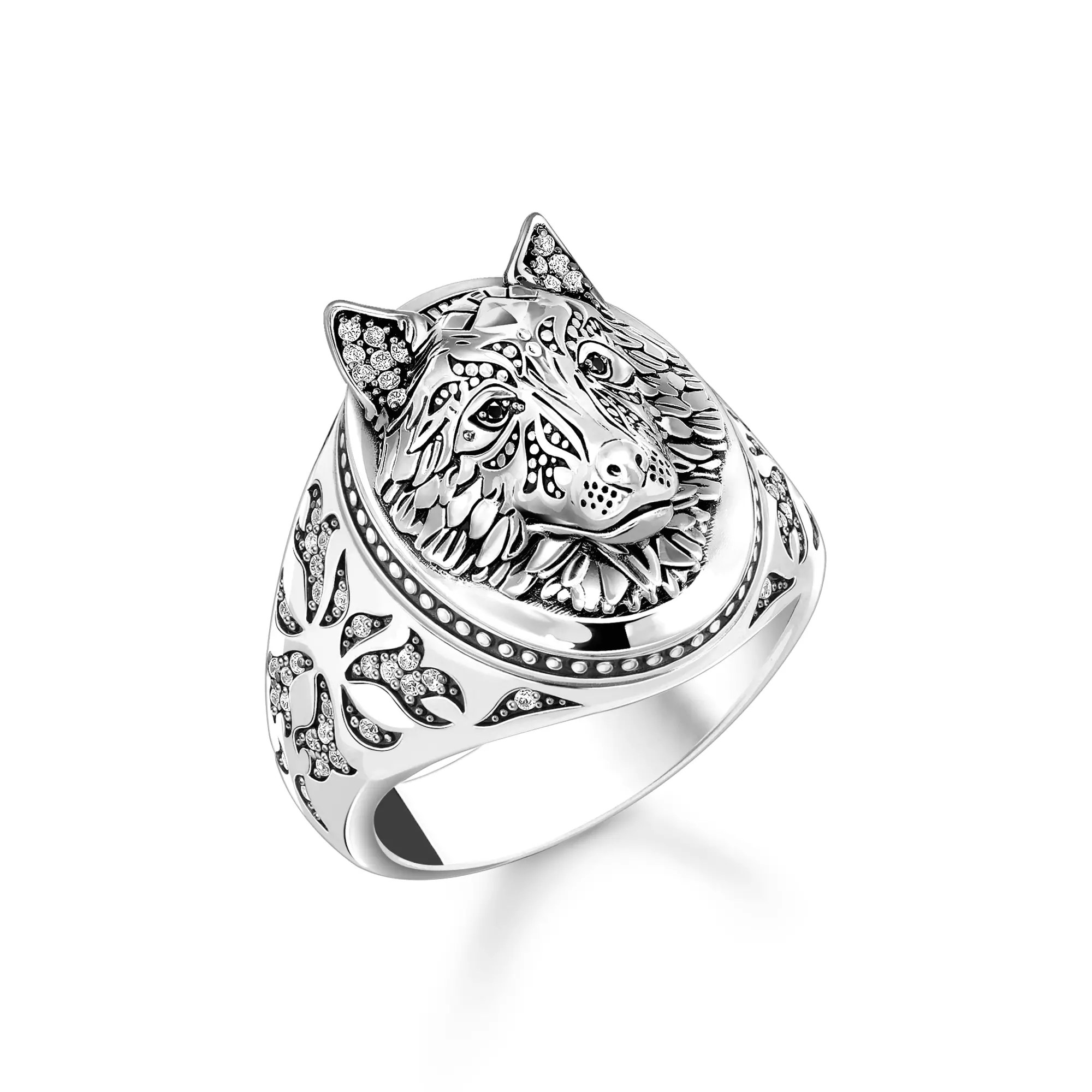 Thomas Sabo Ring - Rebel Wolf Siegelring - Silber gesch. & Zirkonia