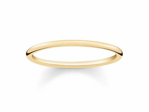 41609608-0 Eleganter Ring aus Silber vergoldet in Gelbgold, Modell Thomas Sabo TR2123-413-12-50, Größe 50, schlichtes Design für zeitlosen Stil.