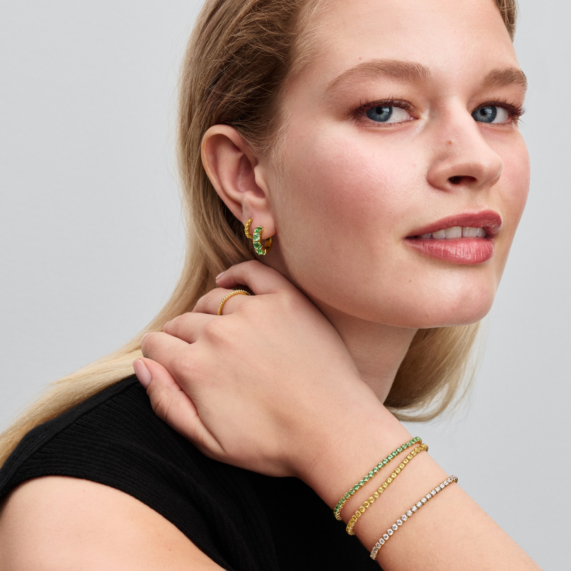 Pandora Grüner Creolenring - Gelbgold Vergoldung – Ansicht 3