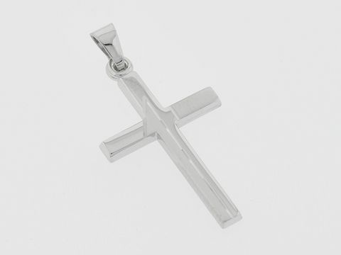 Kreuz Silber Anhänger modisch elegant teilmattiert rhod. diamantiert, Hersteller Juwelier Harnisch, mit stilvollem Muster.