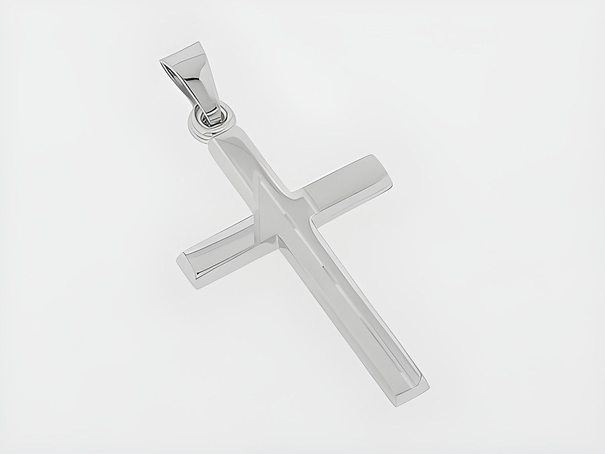 Kreuz Silber Anhänger modisch elegant teilmattiert rhod. diamantiert, Hersteller Juwelier Harnisch, mit stilvollem Muster.