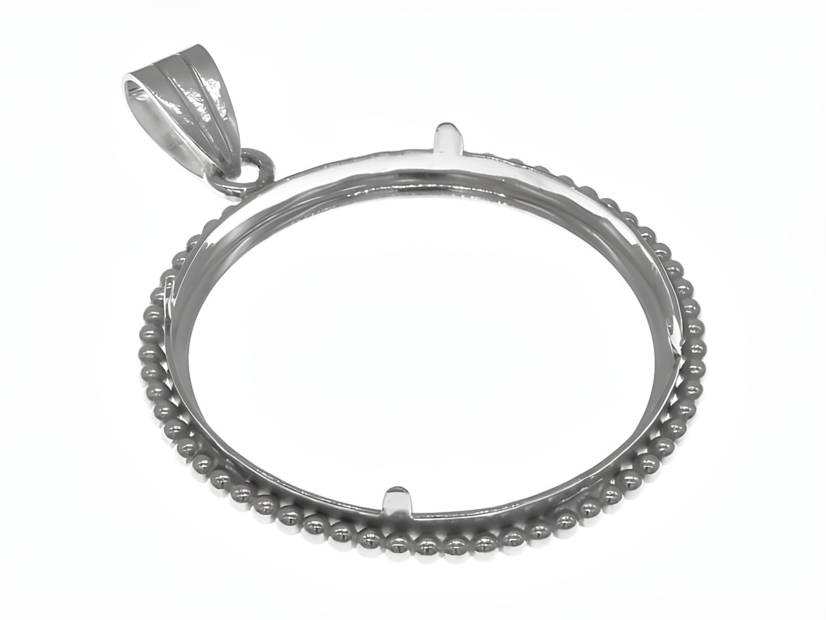 Münzfassung Anhänger aus 925 Sterling Silber mit Kugelrand für Münzen bis 29 mm Durchmesser, Hersteller Juwelier Harnisch, geeignet für Münzen bis 3,0 cm. – Ansicht 2