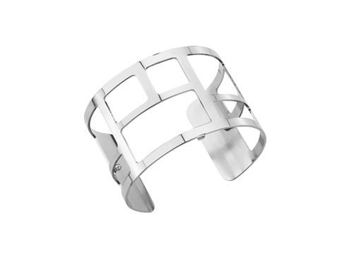 Silberner Armreifen von Les Georgettes, Modell Les Essentielles, 40 mm, mit Labyrinthe-Muster und modernem Design, ideal für stilvolle Akzente.