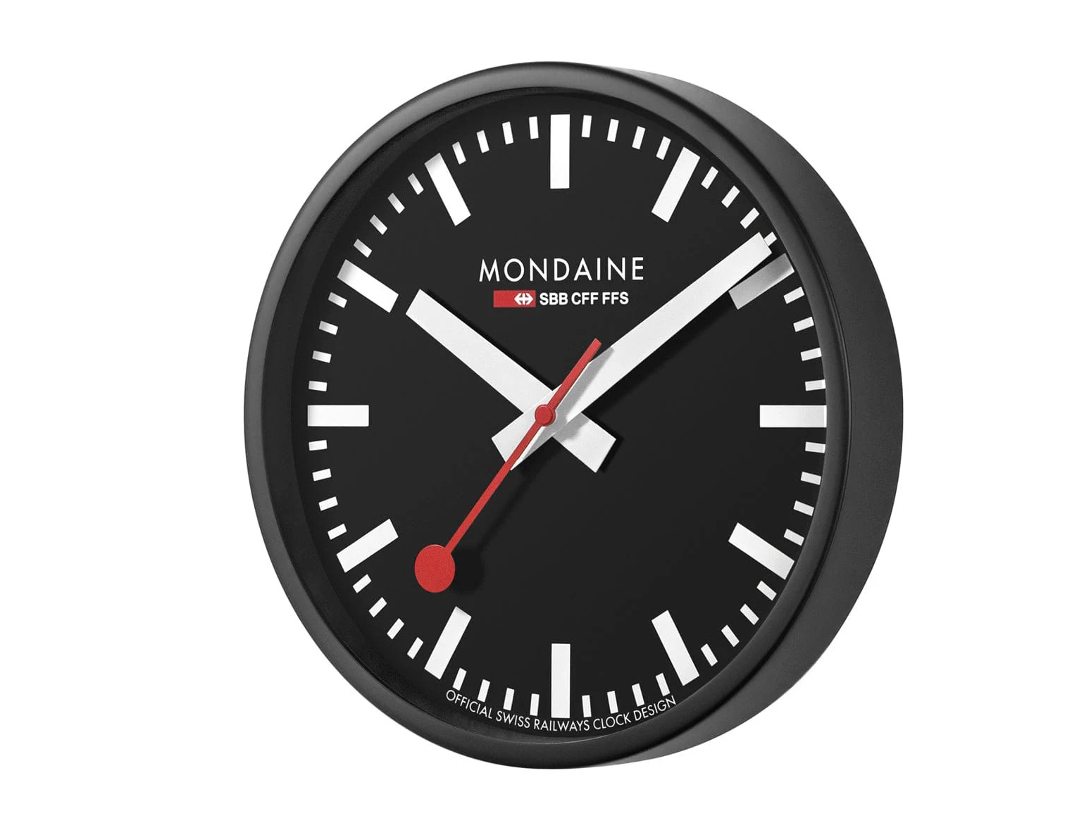 Mondaine Wanduhr A990.CLOCK.64SBB 25 cm - Schwarz mit schwarzem Ziffernblatt