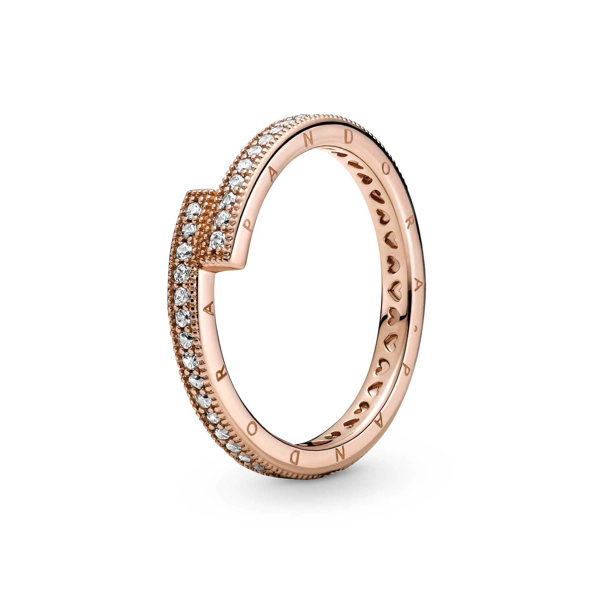 Pandora Rosé Funkelnder überlappender Ring - Zirkonia