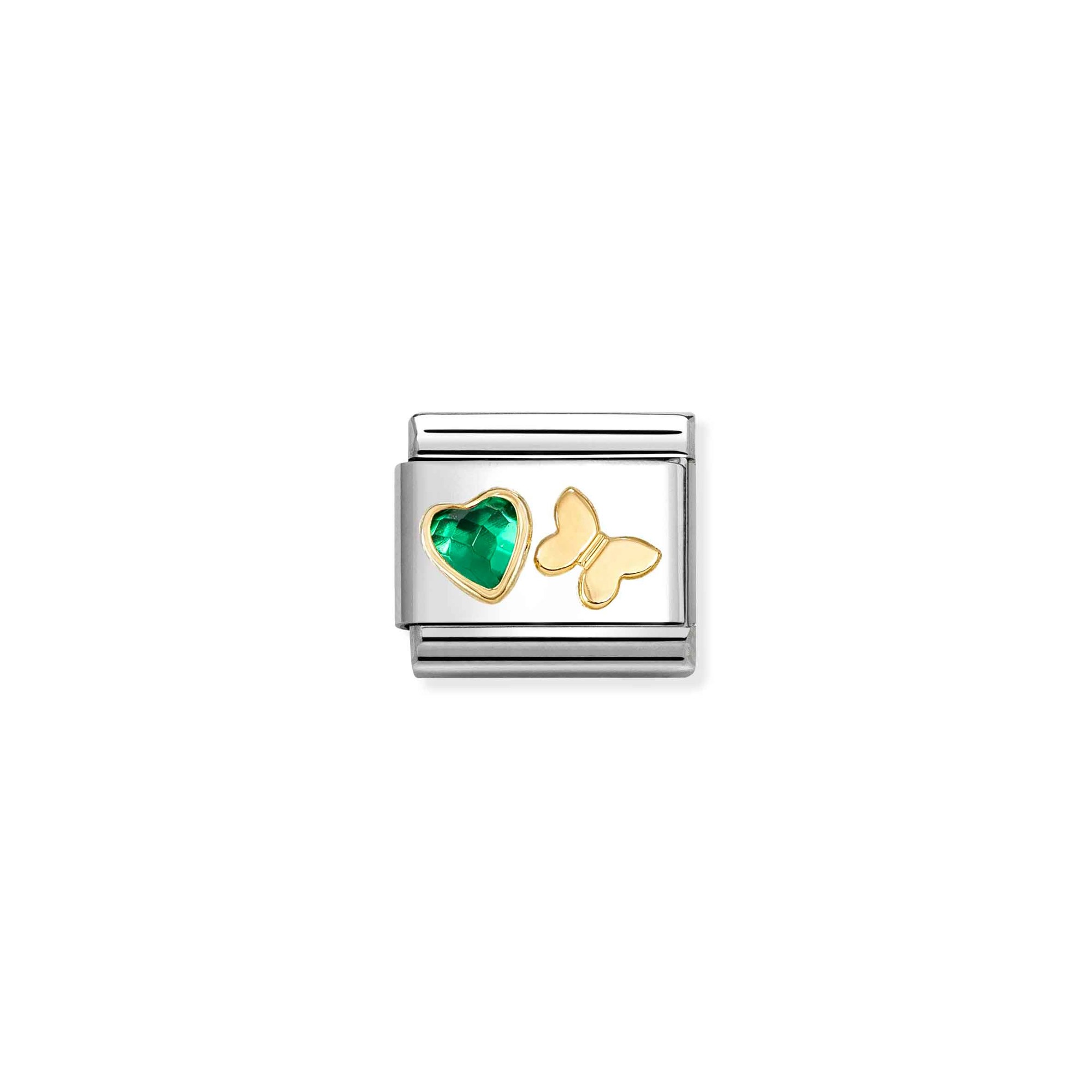 Nomination Composable Classic Charm Schmetterling grün - Edelstahl, Gold 750 Gelbgold, Zirkonia – Ansicht 2