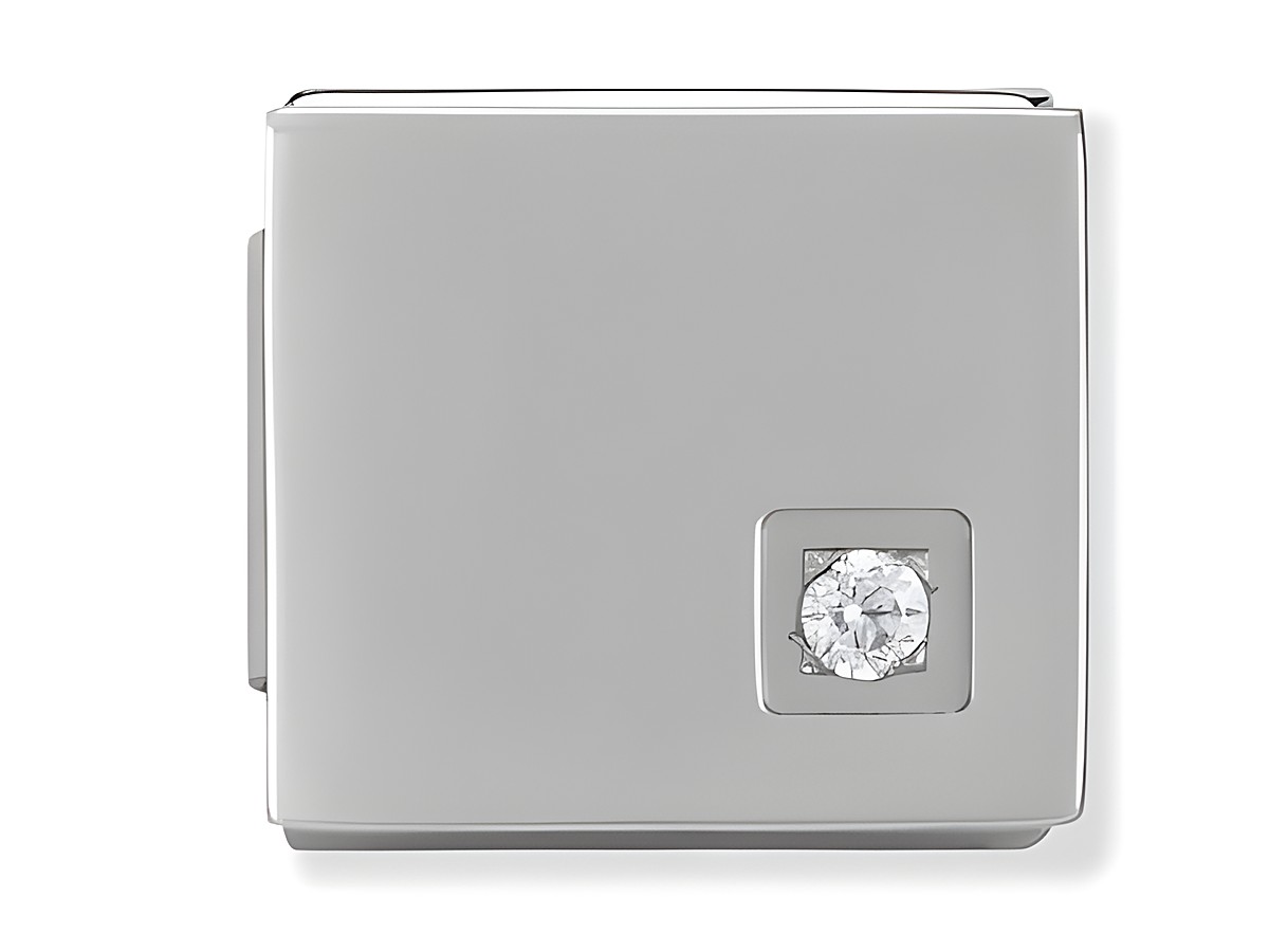 Zirkonia Charm von Nomination, Modell IKONS, aus Stahl, quadratische Form mit einem klaren Zirkonia, elegant und modern, perfekt für die individuelle Armbandgestaltung.