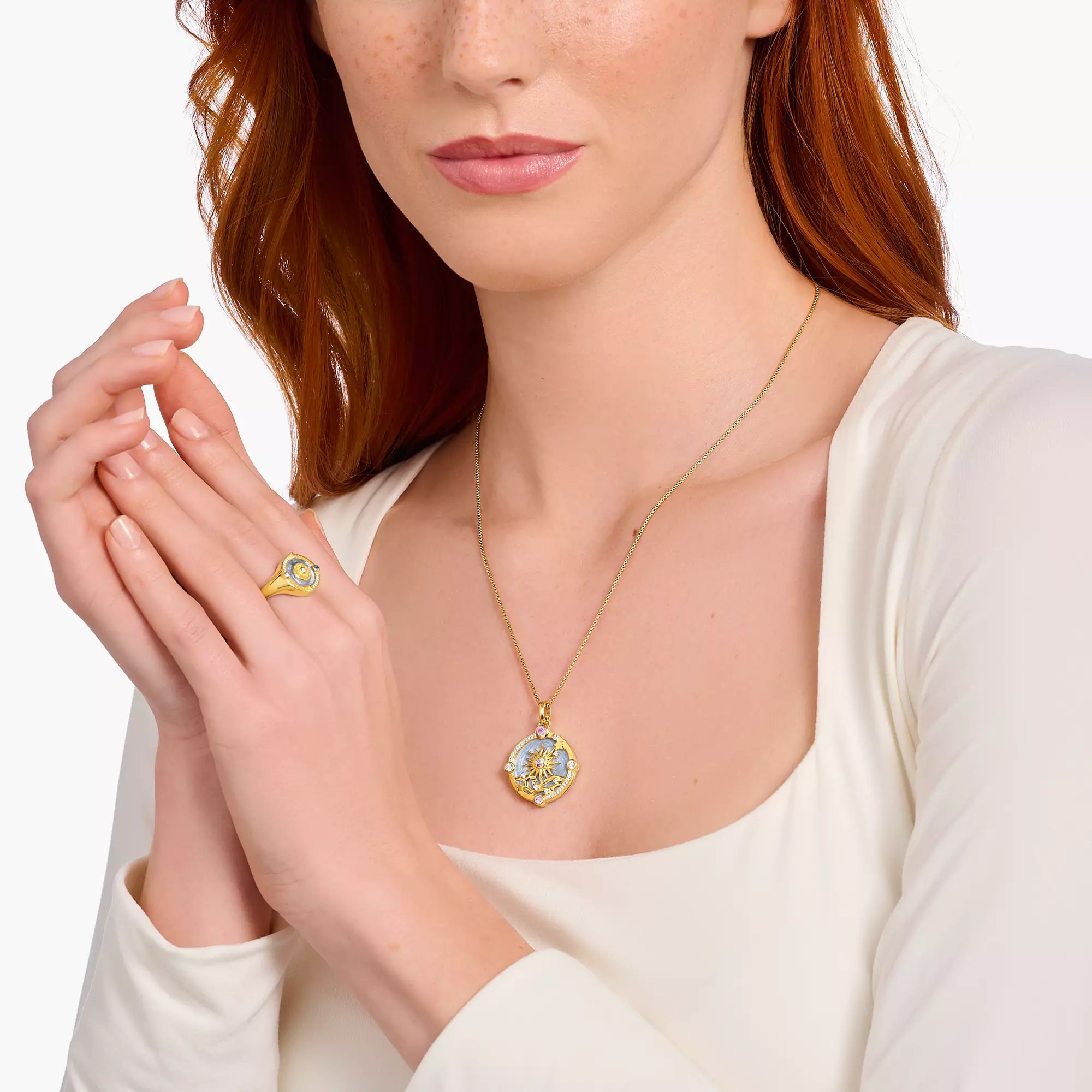 Thomas Sabo Anhänger - Kleiner mit Sonne - Silber Gelbgold verg. & Glas-Keramik Stein - Blau – Ansicht 4