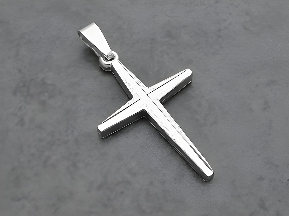 Silber Anhänger - Kreuz - modisch - teilmattiert, Hersteller: Juwelier Harnisch, schlicht, ideal für jeden Anlass und perfekt kombinierbar mit anderen Schmuckstücken.
