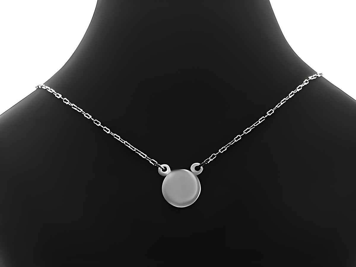 Kette mit Anhänger aus versilbertem Material, gravierbare Platte, Länge 39 cm, Hersteller Juwelier Harnisch, elegant und zeitlos, ideal für persönliche Gravuren.