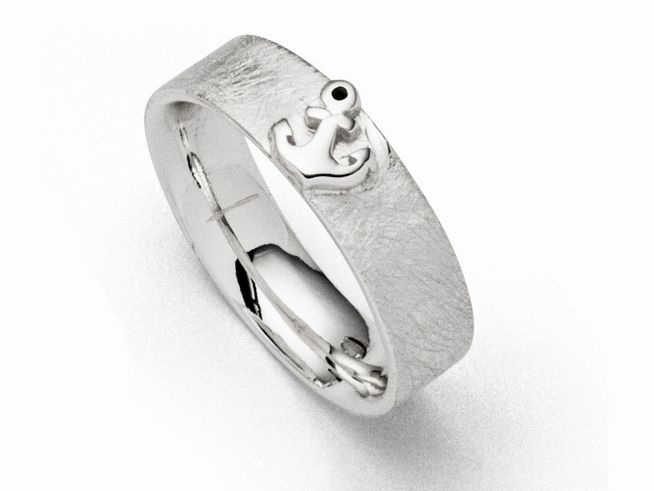 Sterling Silber Ring von DUR mit Ankerdesign, Größe 54, schlichtes und modernes Aussehen, ideal für maritime Themen und als modisches Accessoire.