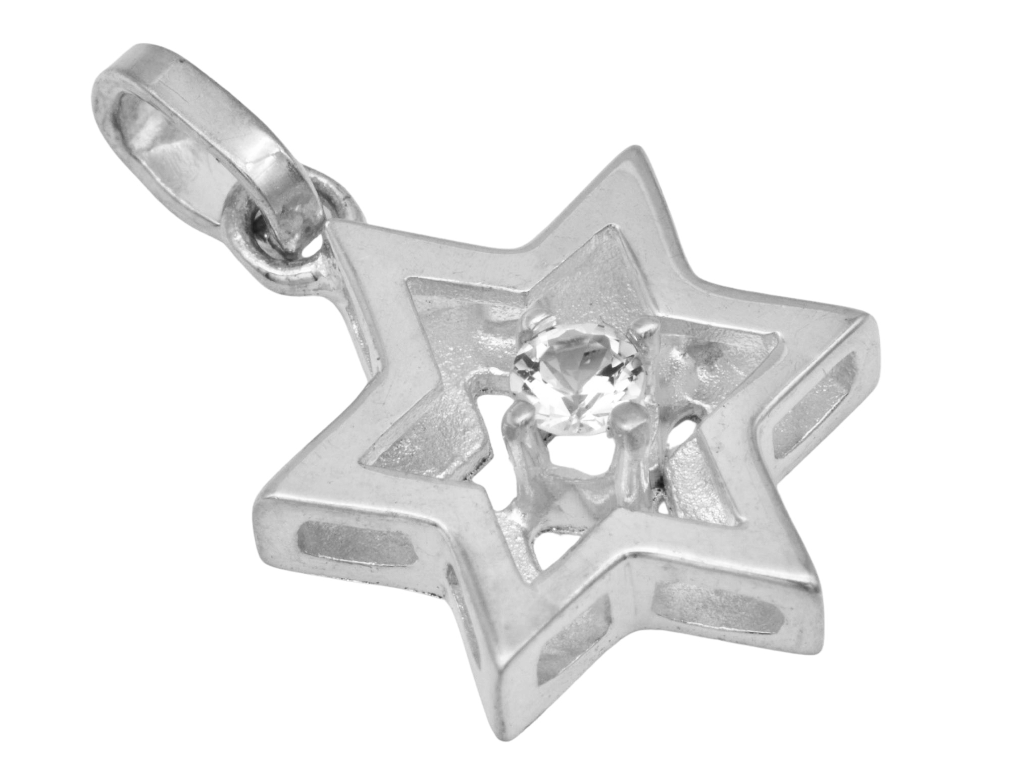 Anhänger Stern DESIGN - Silber teilmattiert - Zirkonia