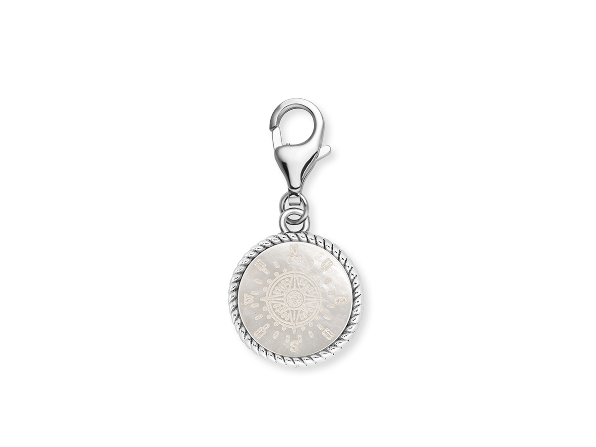 350235 Engelsrufer ERC-ORNAWINDROSE-PE WINDROSE Charm mit Perlmutt - Silber ...