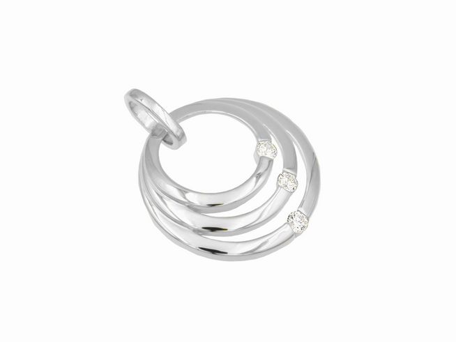 Anhänger Kreise aus rhodiniertem Sterling Silber mit Zirkonia, verschiedene Motive, Hersteller Juwelier Harnisch, elegant und modernes Design.