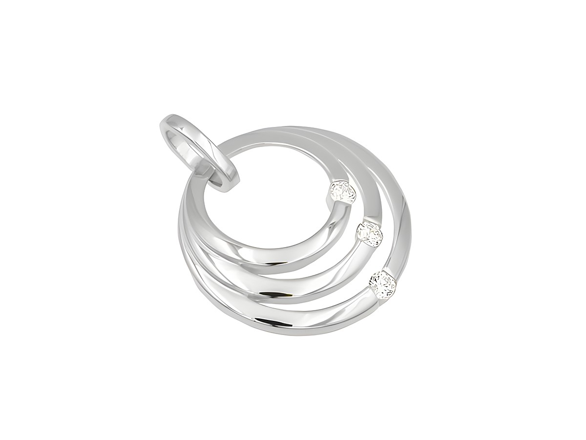 Anhänger Kreise aus rhodiniertem Sterling Silber mit Zirkonia, verschiedene Motive, Hersteller Juwelier Harnisch, elegant und modernes Design.