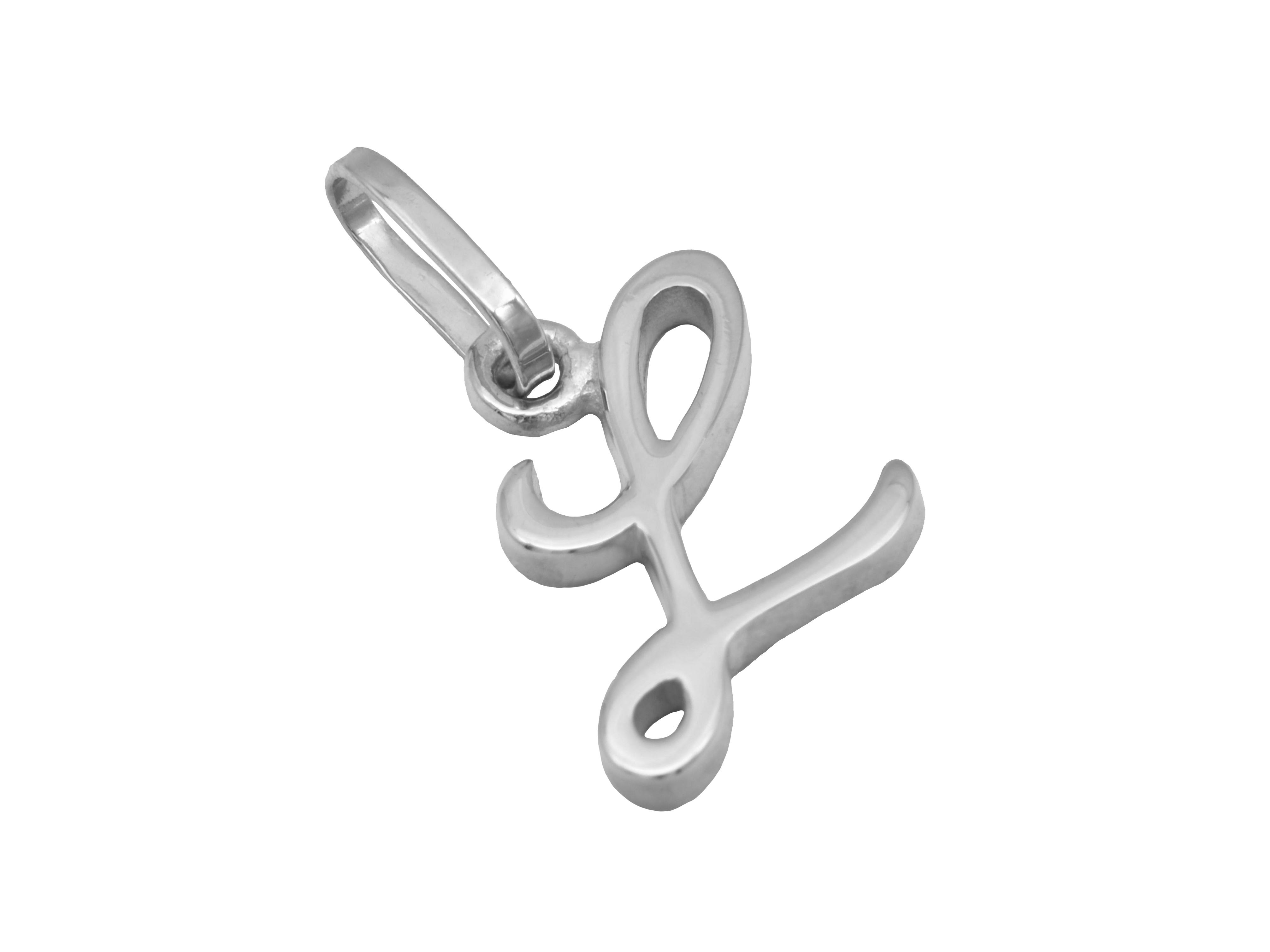 Buchstaben Anhänger Buchstabe L aus Sterling Silber rhodiniert und poliert, hergestellt von Juwelier Harnisch, mit einem eleganten und modernen Design.
