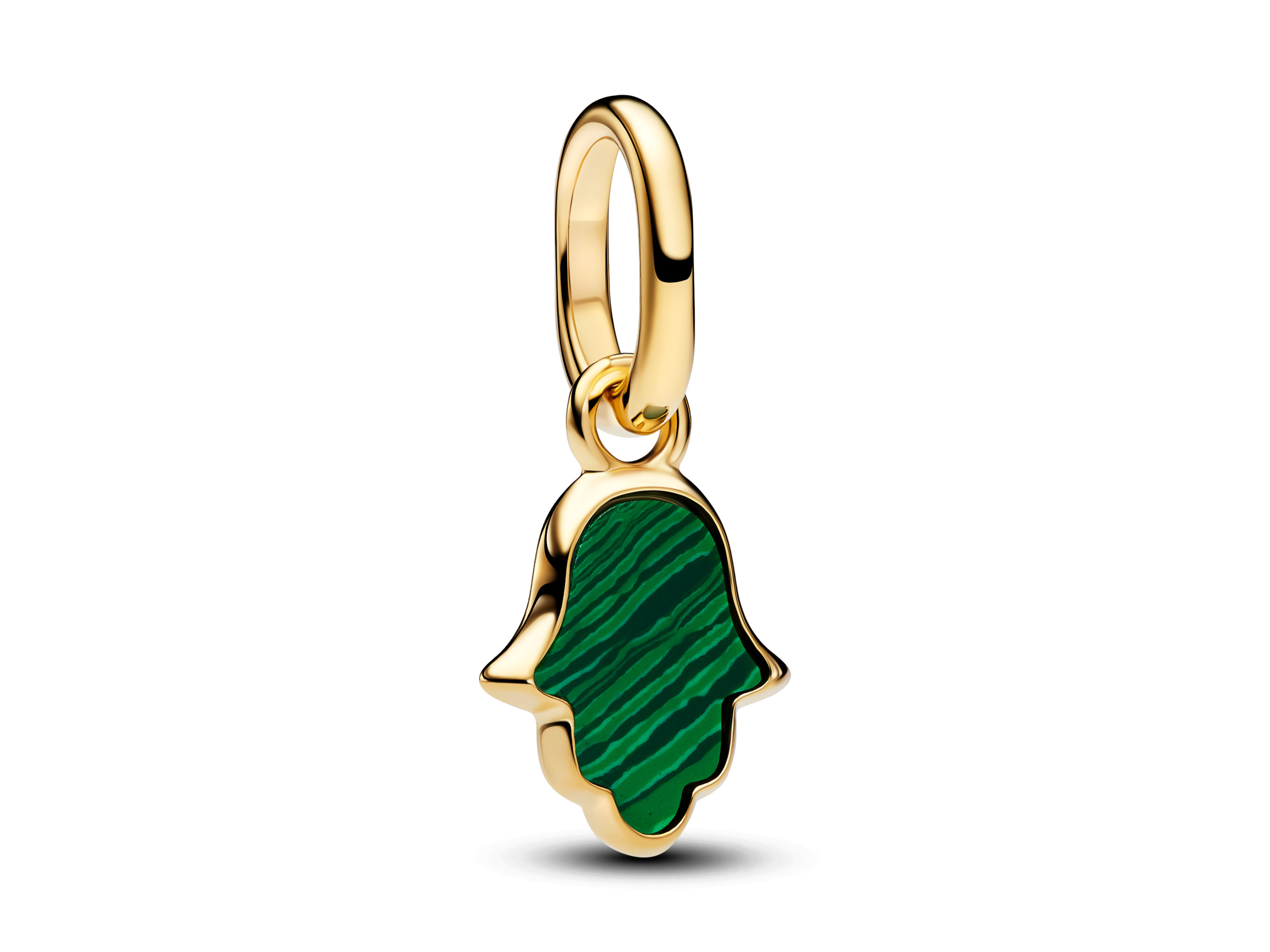 Pandora ME 764612C01 - Hamsa-Hand Mini-Dangle-Charm synth. Malachit - Grün - Gelbgold Vergoldung