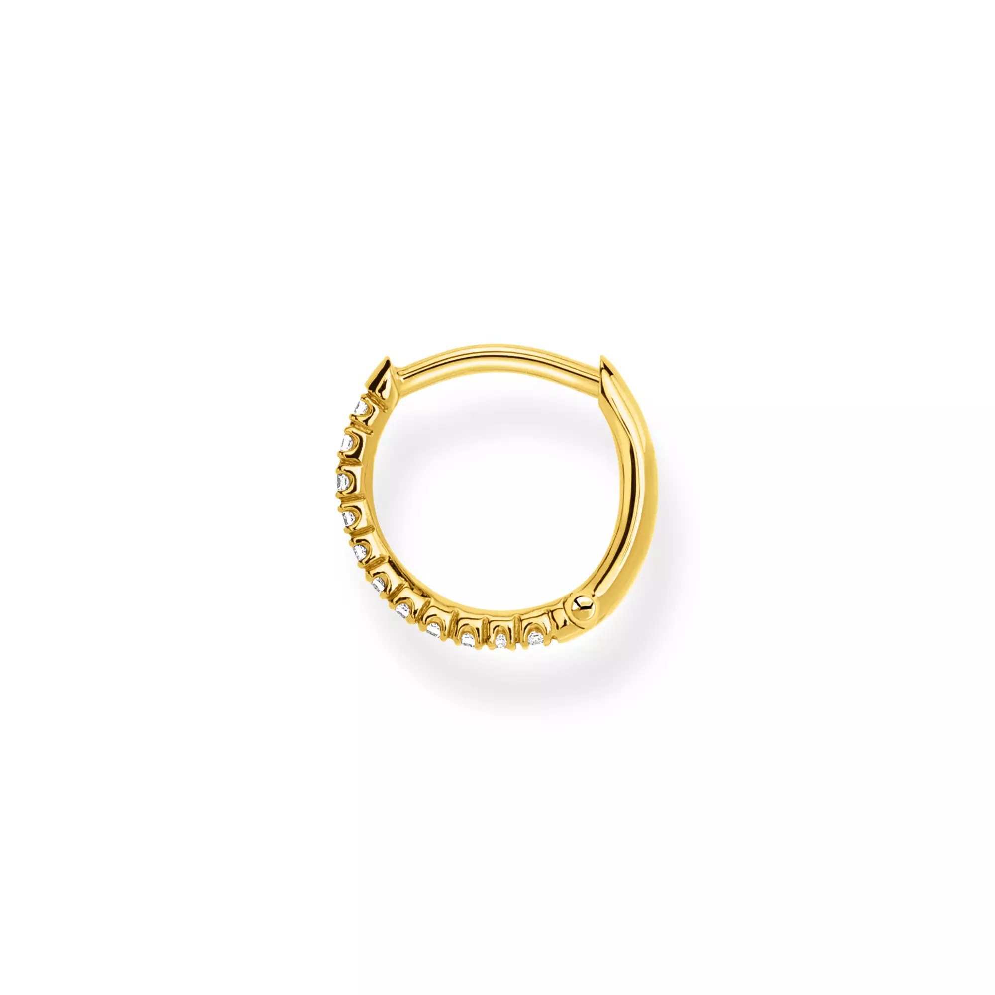 Thomas Sabo Einzel Creole weiße Steine gold – Silber – Zirkonia – 13 mm hoch – Ansicht 2