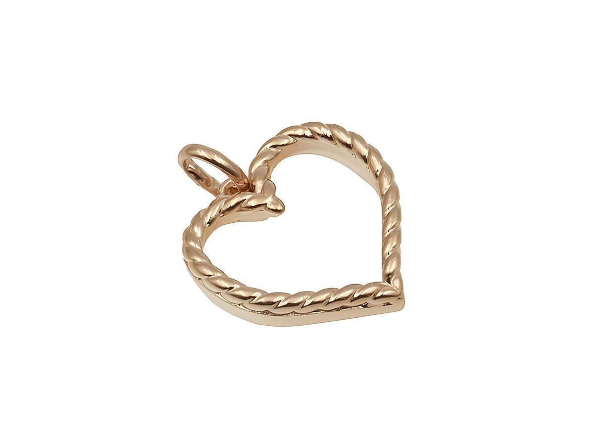 Herzanhänger aus 925 Sterling Silber, poliert und roségold vergoldet, flach designt mit einer Kordeloptik. Ideal für personalisierte Schmuckstücke. Hersteller Juwelier Harnisch.