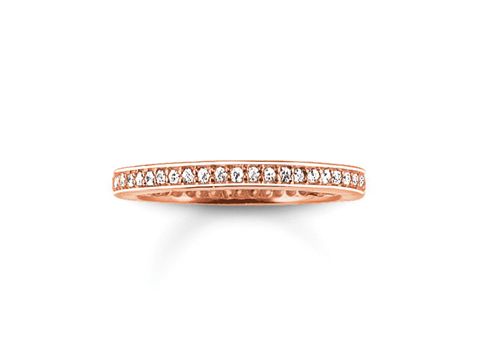 Ring von Thomas Sabo TR1983-416-14-54 aus Silber, vergoldetem Roségold und Zirkonia in Größe 54, elegant und zeitlos mit funkelnden Steinen.