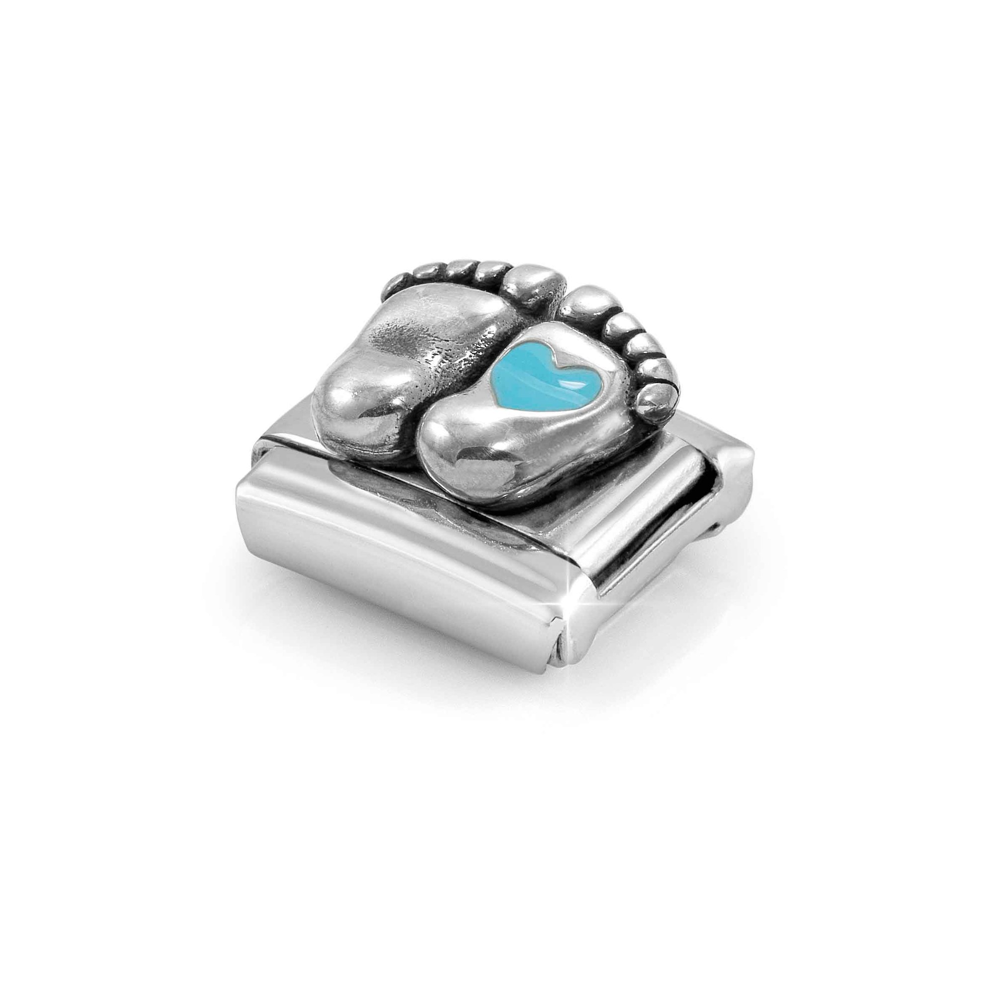 Nomination Sterling Silber - Füßchen mit Herz - Hellblau Element - Classic Silber – Ansicht 5
