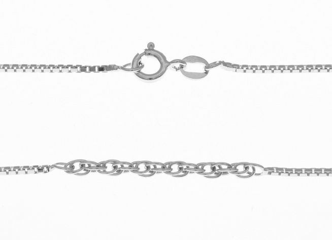 Silberkette aus Sterling Silber rhodiniert im Fantasiemuster mit einer Länge von 41 cm und einer Breite von 2,6 x 1,2 mm, Hersteller Juwelier Harnisch, weitere Kettenmuster verfügbar.