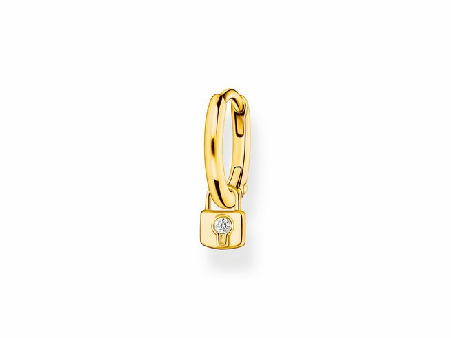 Ein eleganter Ohrschmuck aus vergoldetem Sterling Silber von Thomas Sabo mit einem Schlossdesign und funkelndem Zirkonia, ideal für stilvolle Akzente.