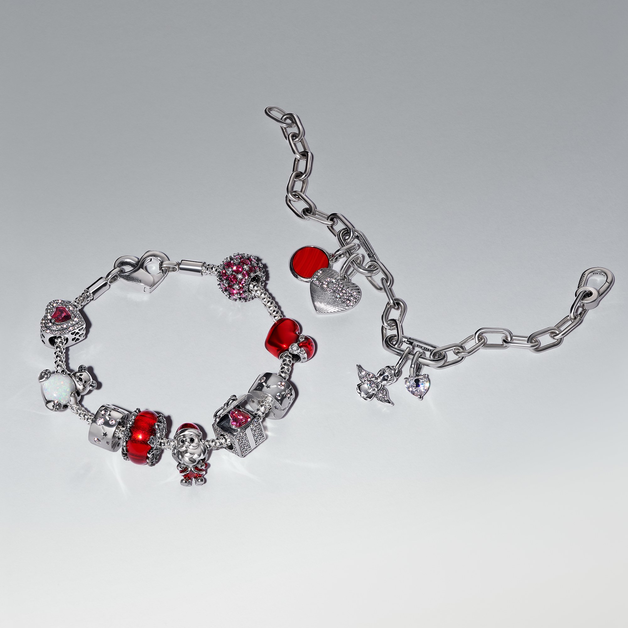 Pandora charm beweglicher Weihnachtsmann Charm - Silber mit glitzernder Emaille – Ansicht 5