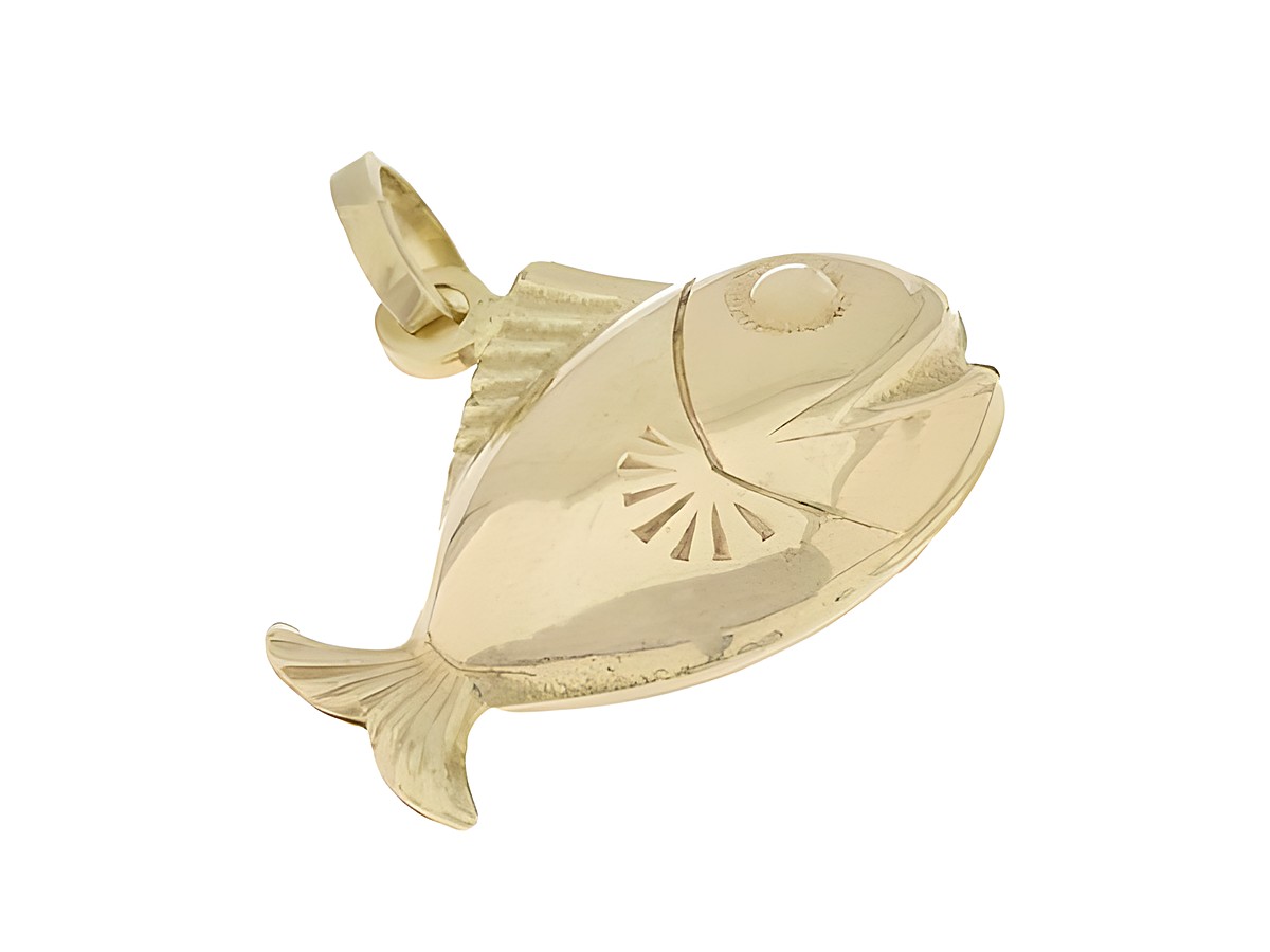 Putziger Fisch-Anhänger aus 333 Gold, ca. 2 cm groß, hergestellt von Juwelier Harnisch, ideal als Schmuckstück für Tierliebhaber.