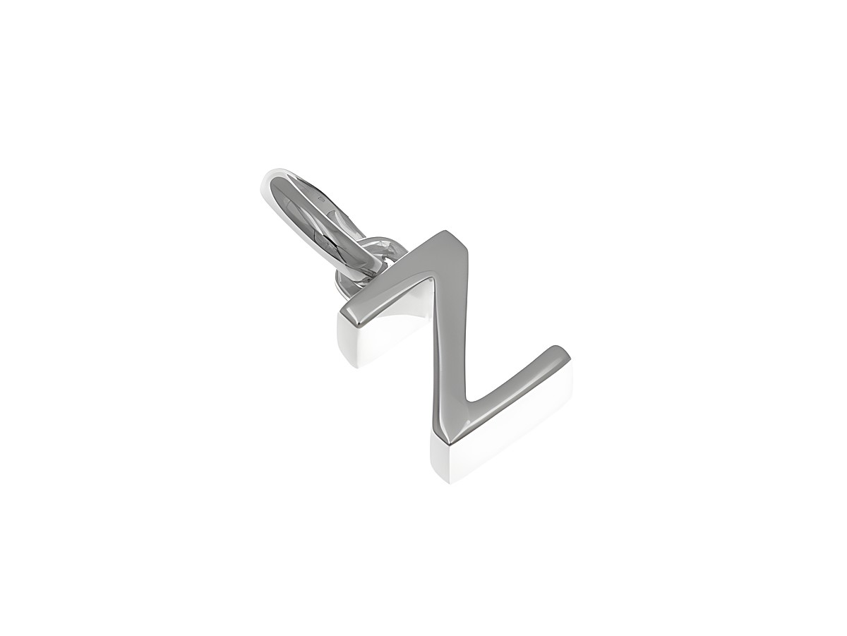 Anhänger aus hochwertigem polierten rhodinierten Sterling Silber in Form des Buchstabens Z, hergestellt von Juwelier Harnisch, ideal als persönliches Schmuckstück.