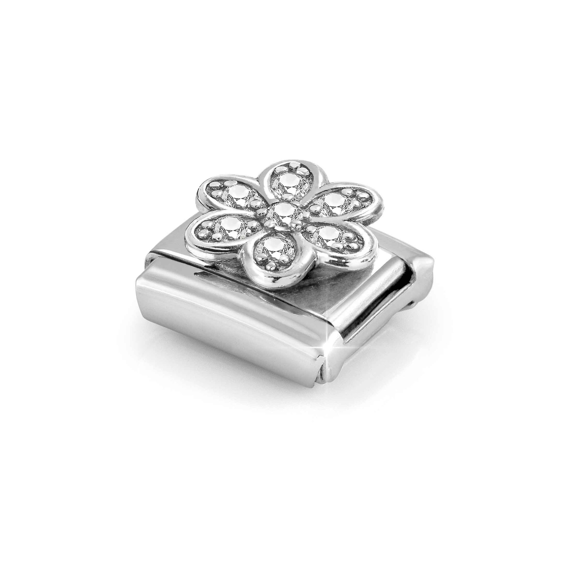 Nomination CLASSIC Element - oxidiertes Sterling Silber - Zirkonia - Blume - Weiß – Ansicht 5
