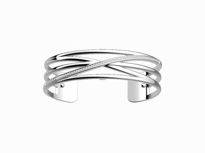 Silberner Armreif von Les Georgettes mit Zirkonia, geschwungenes Design, 14 mm breit, verleiht jedem Outfit einen eleganten Akzent. Ideal für stilbewusste Trägerinnen.