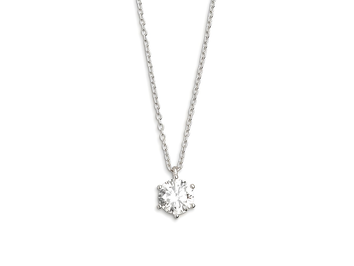 Xenox Sterling Silber Kette XS7175 in der Länge von 40-45 cm mit Krappe Silber Ankerkette und einem funkelnden Anhänger, der elegant am Hals liegt.